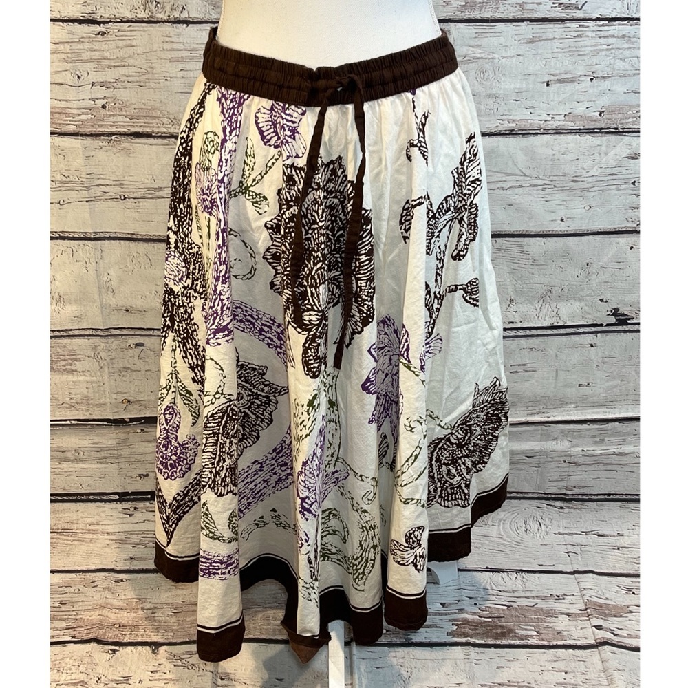 ADVANCE APPARELS Cotton Floral Print Skirt Brown, Purple, Green Made in India-OS